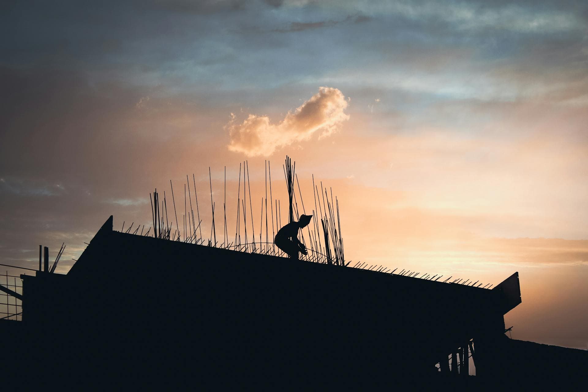 Emergency roofing work at night